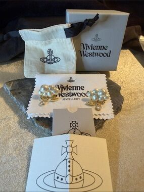 Vivienne Westwood Gold-tone Faux Pearl & Crystal Cloud Earrings